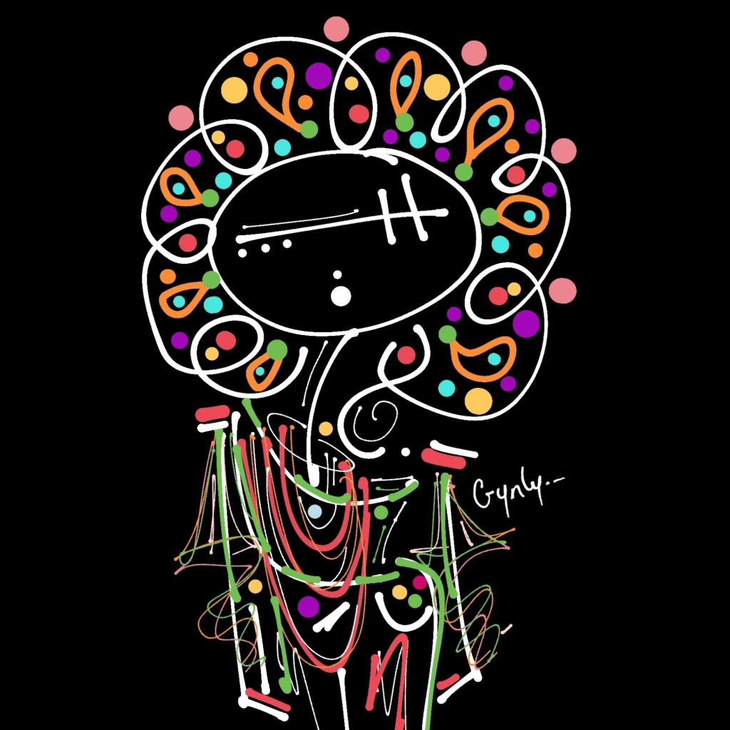 Garabato 190922 - Ilustración de Chica Crynly colorida