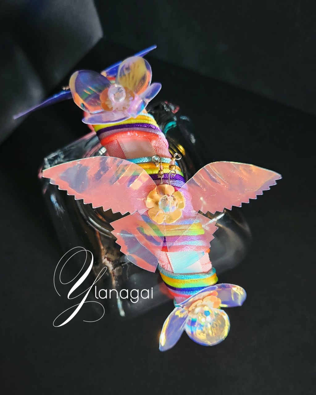 Diadema mariposa y pinzas flores de ensueño para niña